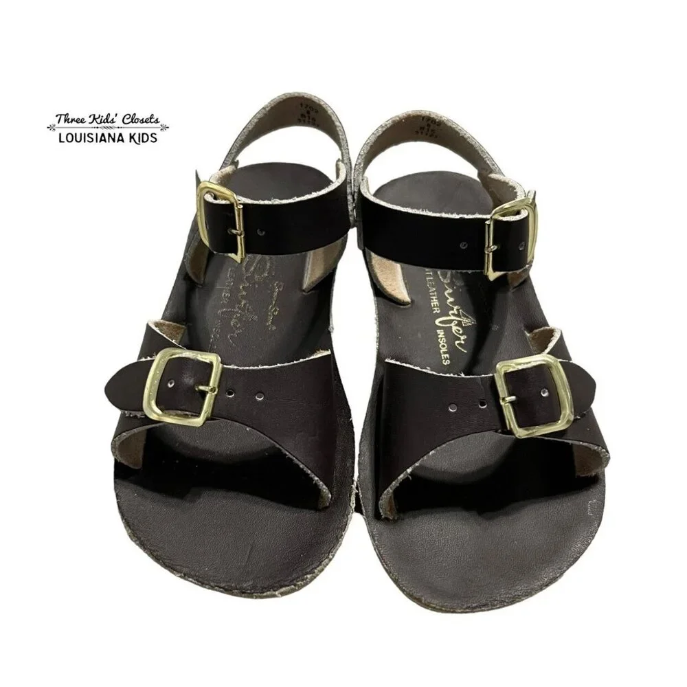 Saltwater Sun San Sz 8 Brown Leather Surfer Sandals